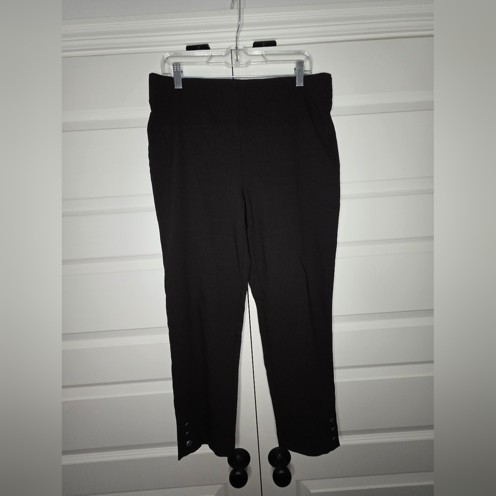 Chico's Womens Size 2 (L/12) Burgundy Black Ankle Pants Elastic Waist - Picture 1 of 15